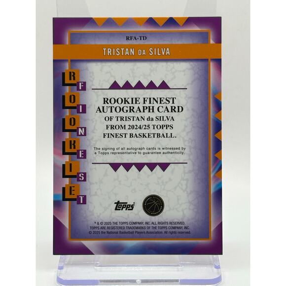 2024-25 Topps Finest Tristan Da Silva Rookie Gold Geometric Auto 6/50 SP Magic - Picture 2 of 2